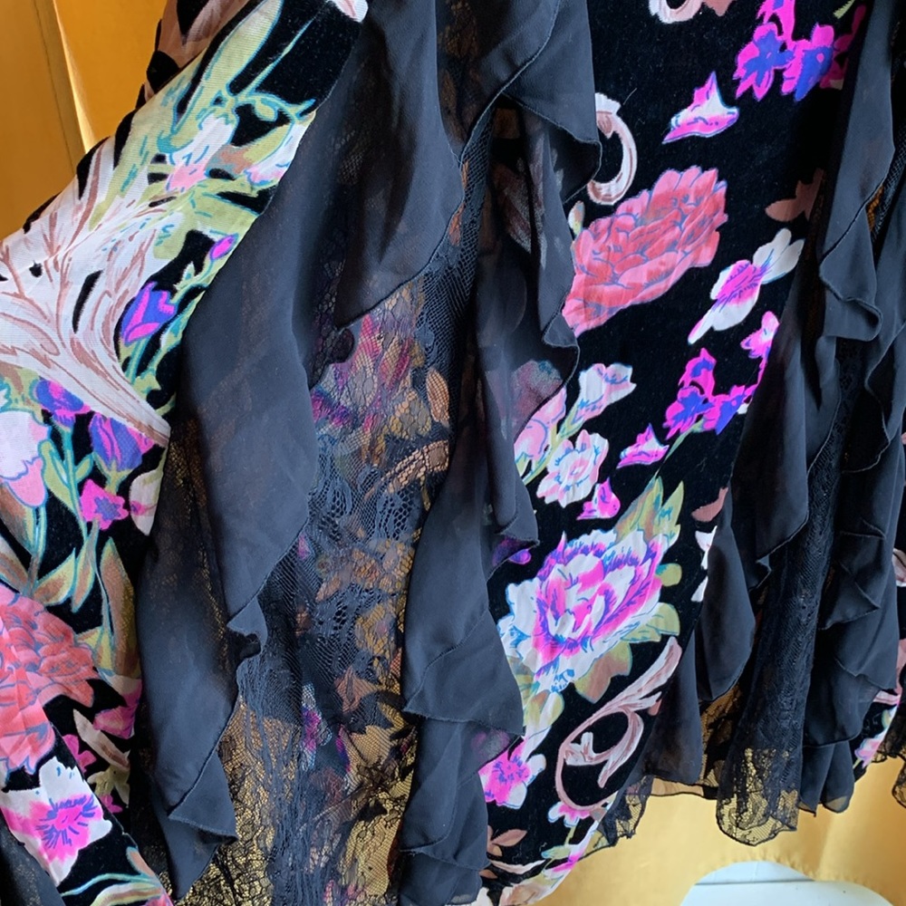 Current Mood Black Floral Maxi Skirt with Pink & Purple Accents - Picture 4 of 7